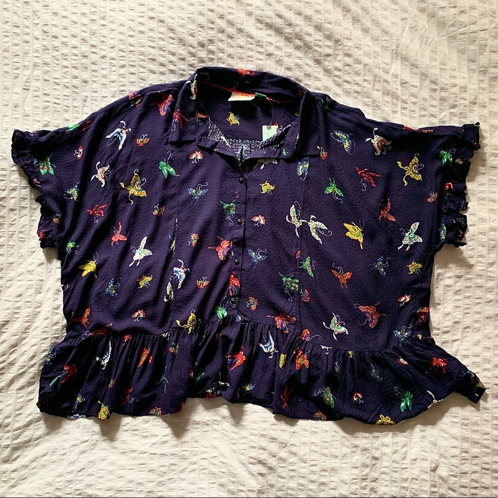 Anthro/Maeve 2x button down bird print